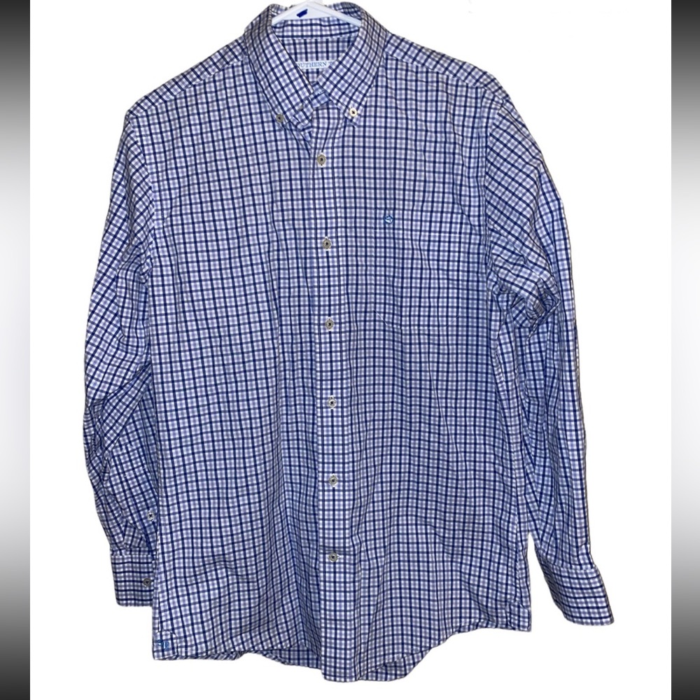 Southern Tide Skipjack button up shirt. Blue plaid